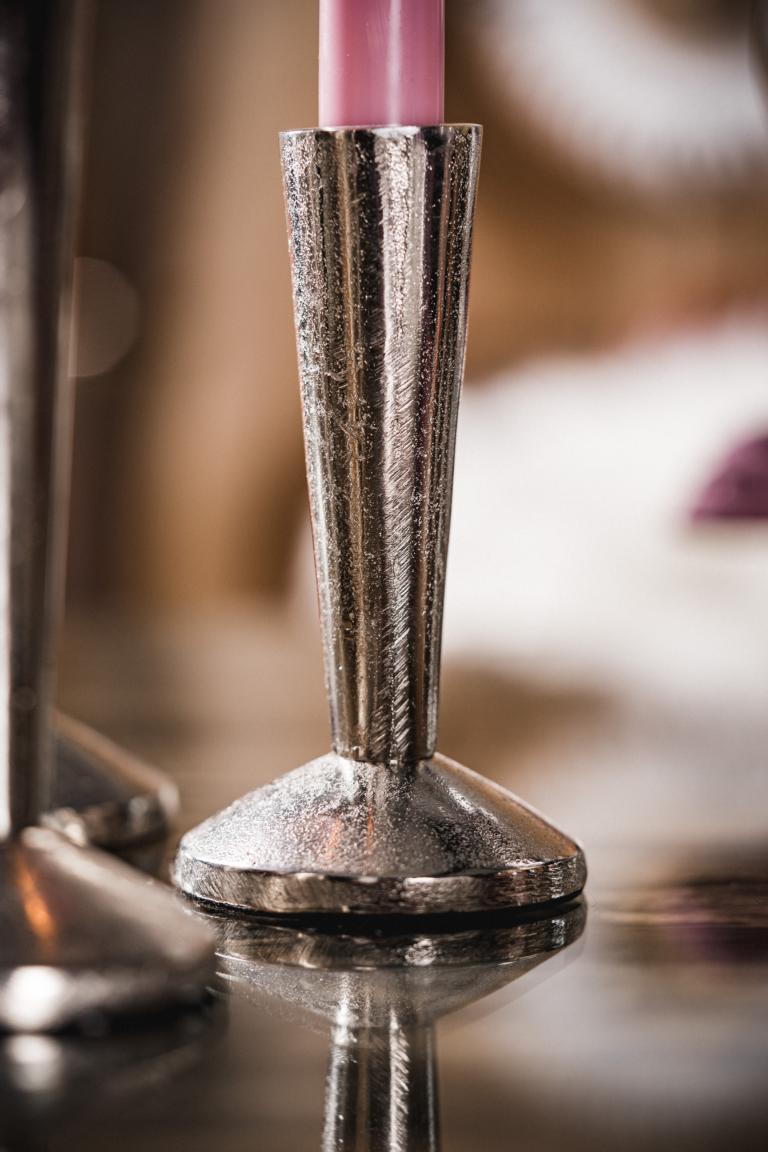 Kerzenständer Silber 2er Set aus Aluminium