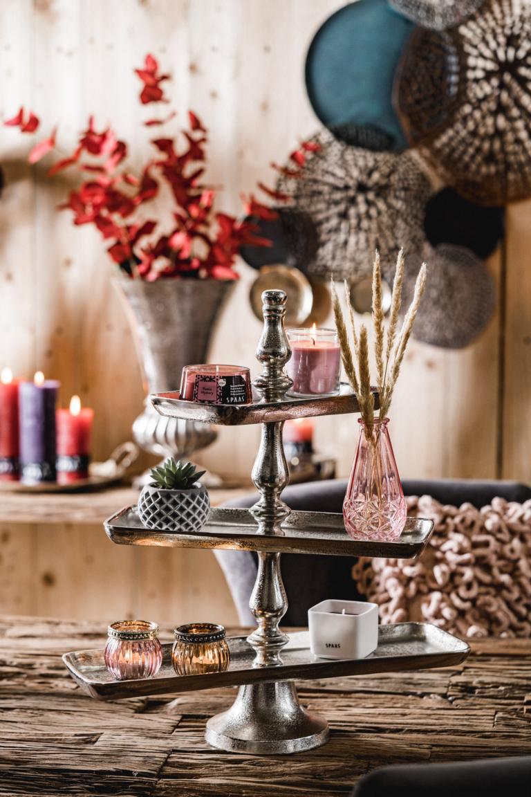 Etagere 3-stöckig rechteckig Silber Aluminium