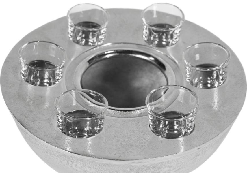 Wodkakühler Flaschenkühler für Wodka Spirituosen Silber aus Aluminium mit Gläsern