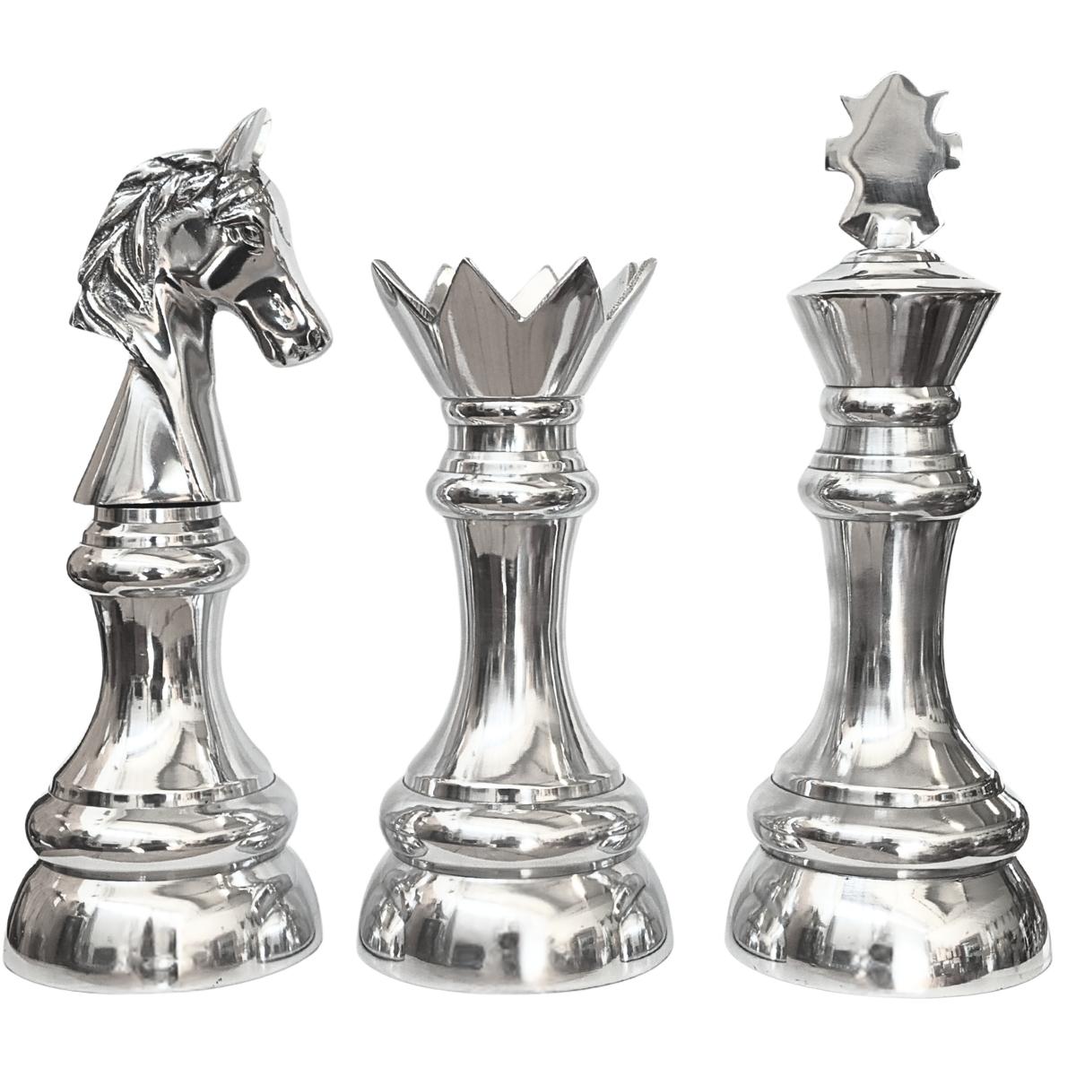 Schachfigur Deko XL Silber Poliert