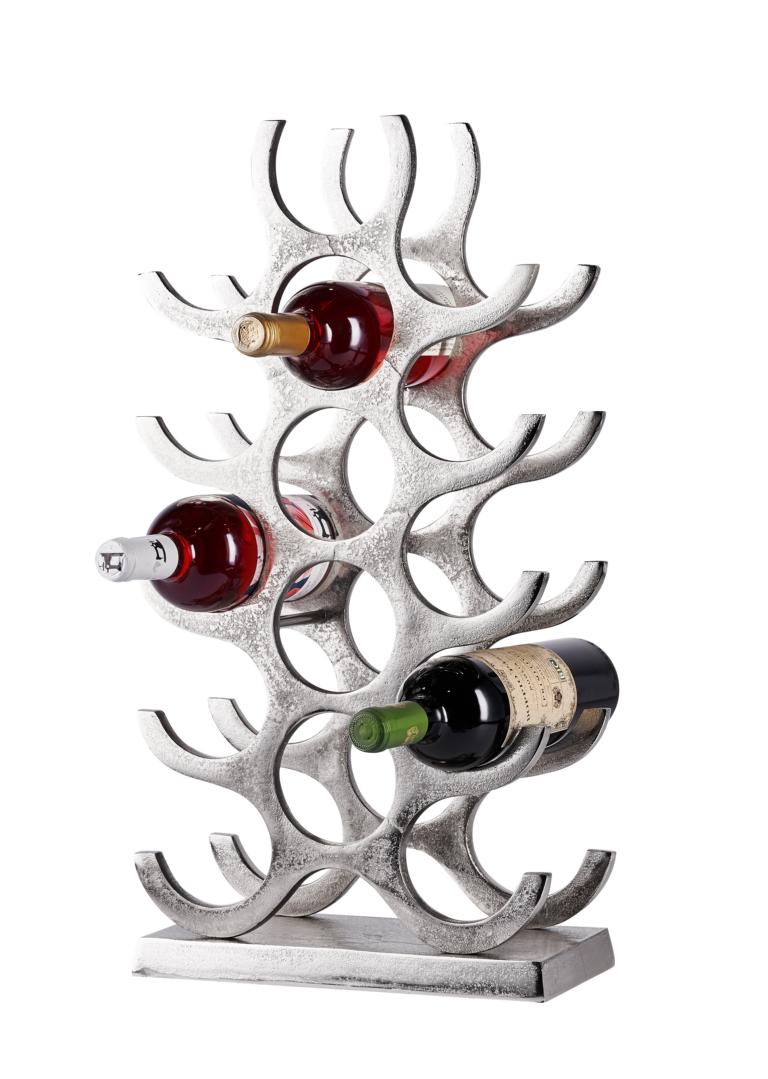 Weinregal Flaschenregal Silber aus Metall für 15 Flaschen