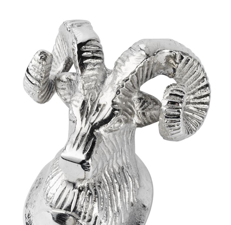 Haken / Wandhaken Widder aus Metall in der Farbe Silber