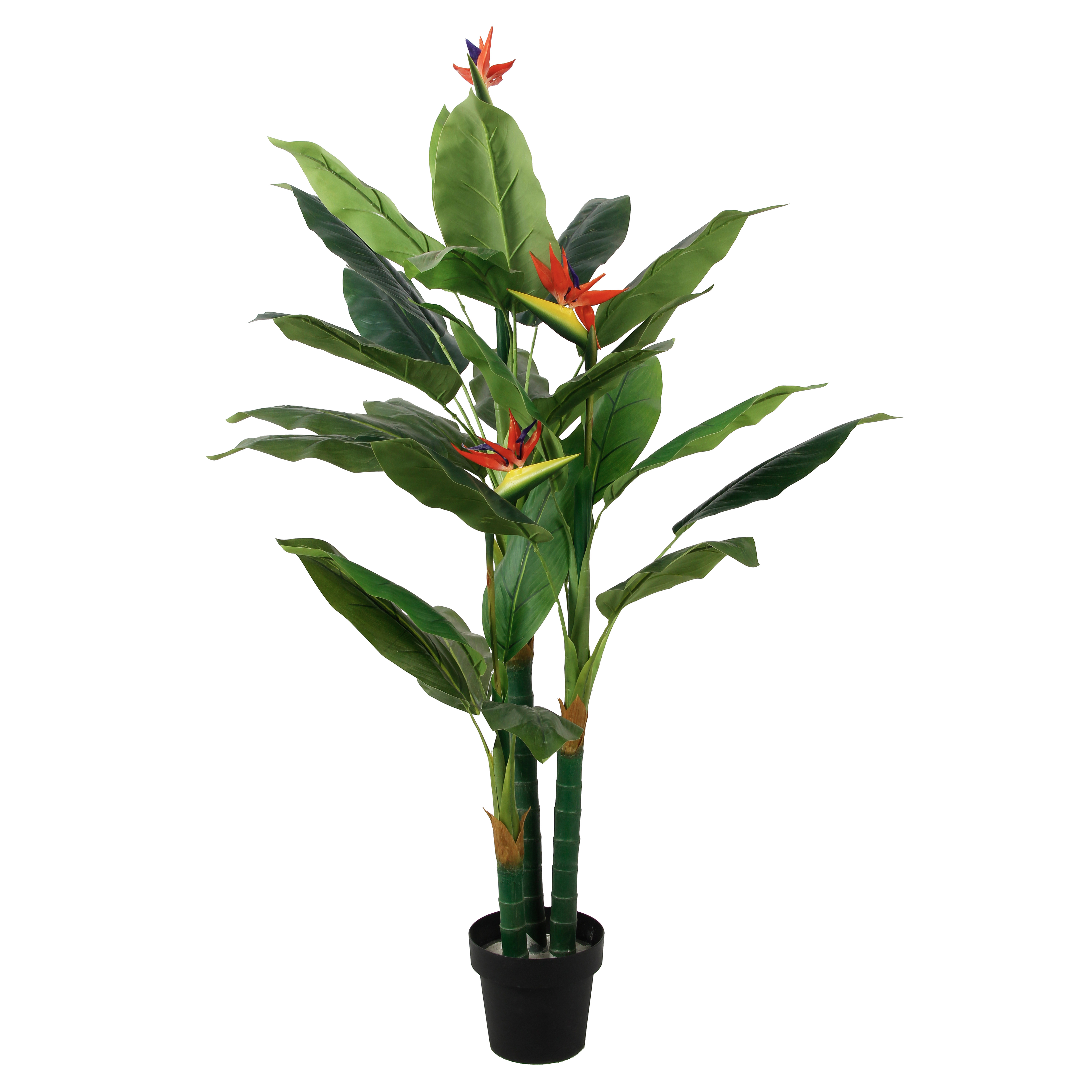 Künstliche Strelitzie Kunstpflanze Grün mit Blüte Paradiesvogelblume