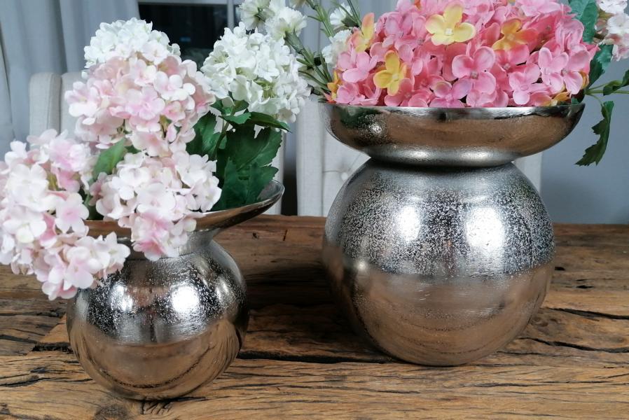 Vase 2er Set Silber 19 / 21 cm