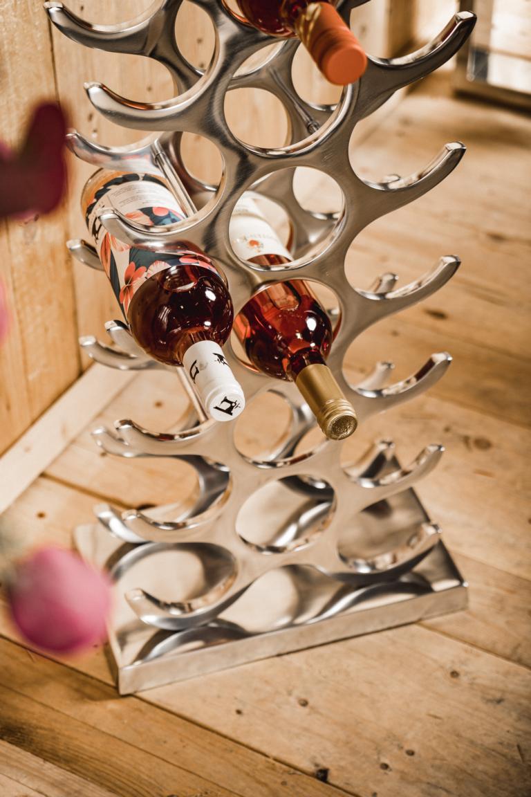 Weinregal Flaschenregal Silber aus Metall Groß