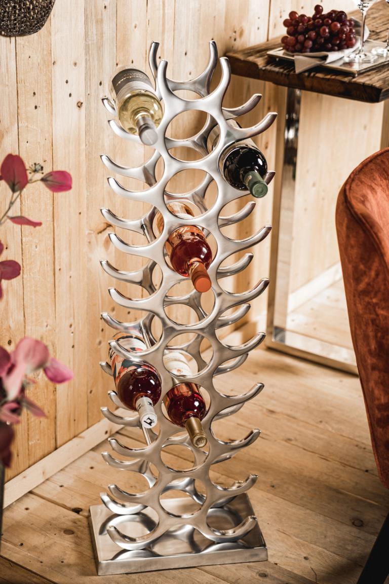 Weinregal Flaschenregal Silber aus Metall Groß