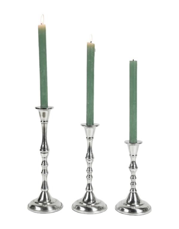 Kerzenständer 3er Set für Stabkerzen aus Aluminium in polierter Optik