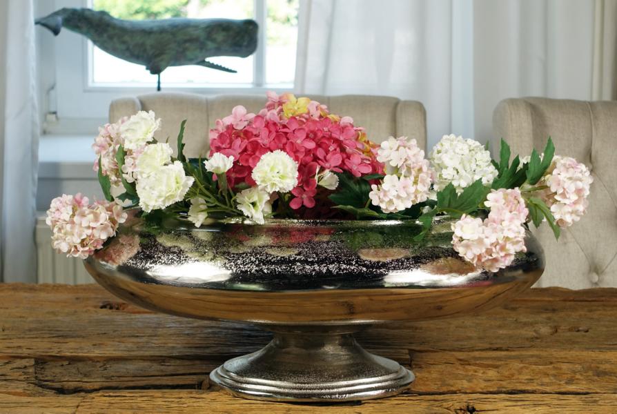 Vase Oval Aluminium Silber XXL 50 cm