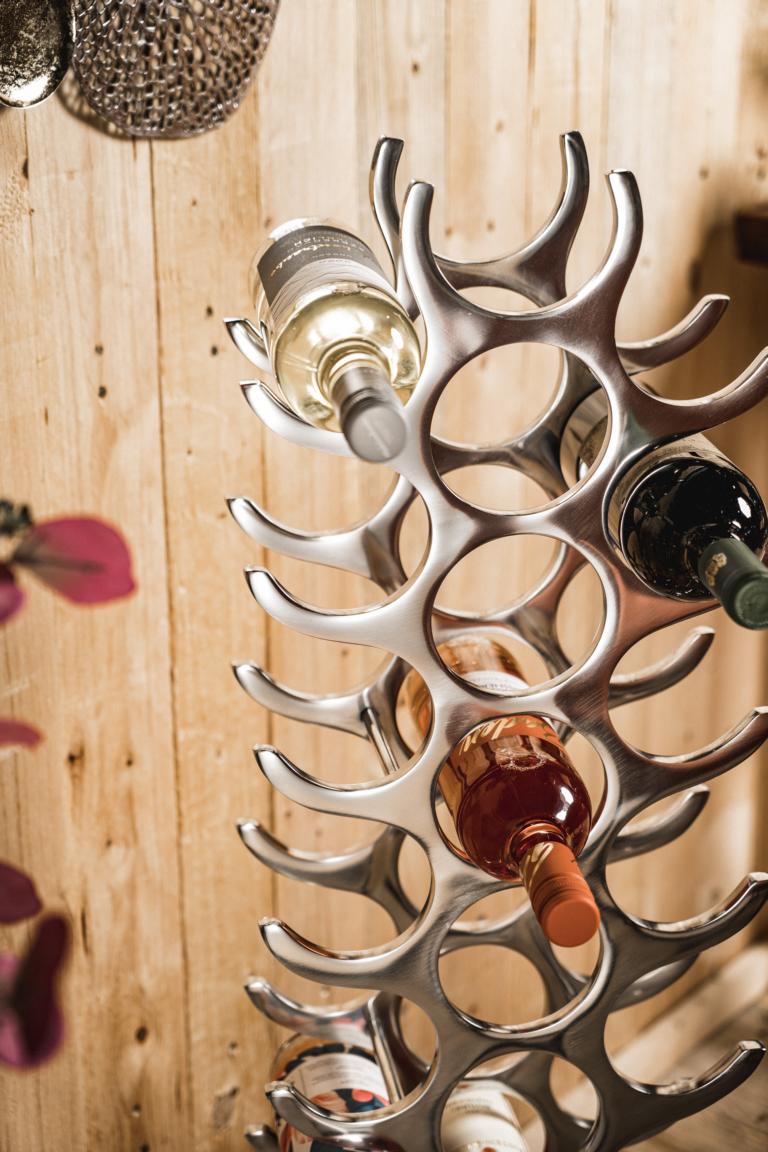 Weinregal Flaschenregal Silber aus Metall Groß