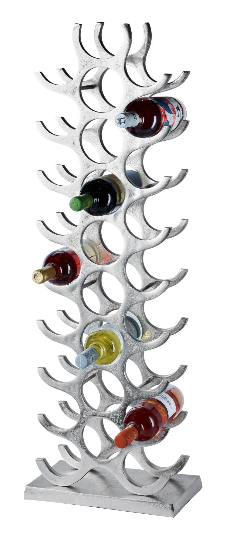 Weinregal Flaschenregal Silber aus Metall Groß 27 Flaschen