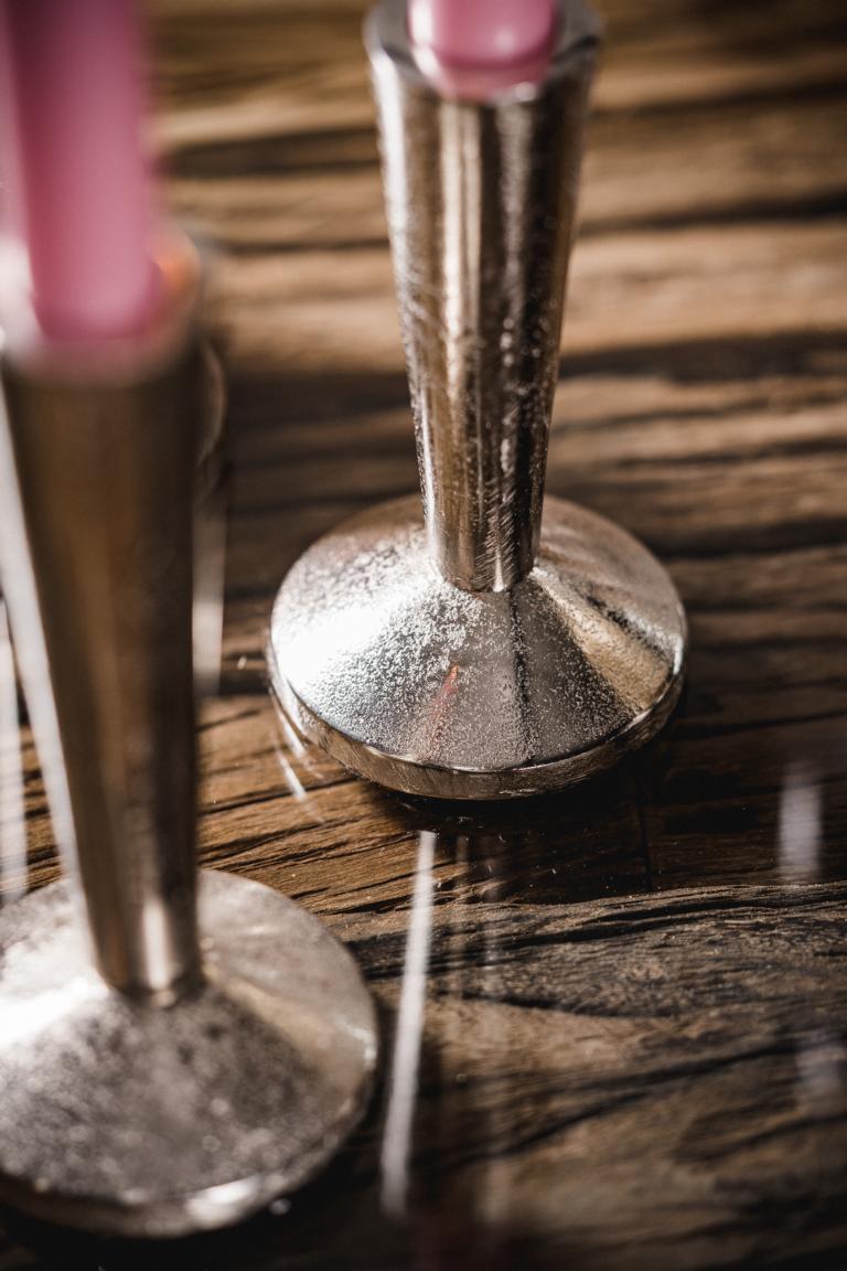 Kerzenständer Silber 2er Set aus Aluminium