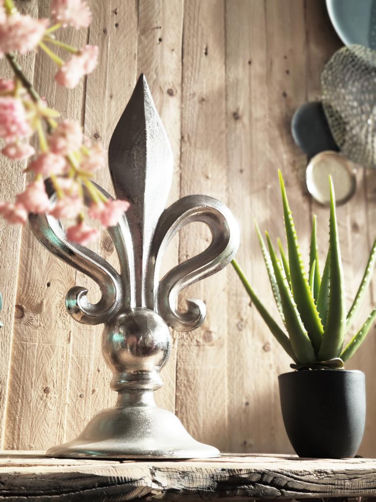 Lilie Silber Deko Aluminium Statue