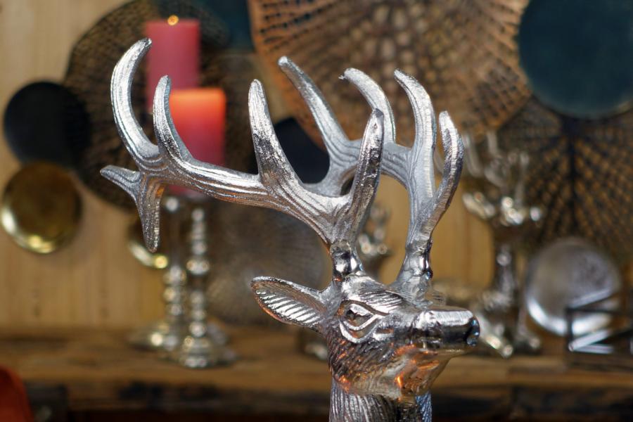 Hirsch Deko XL Silber aus Aluminium
