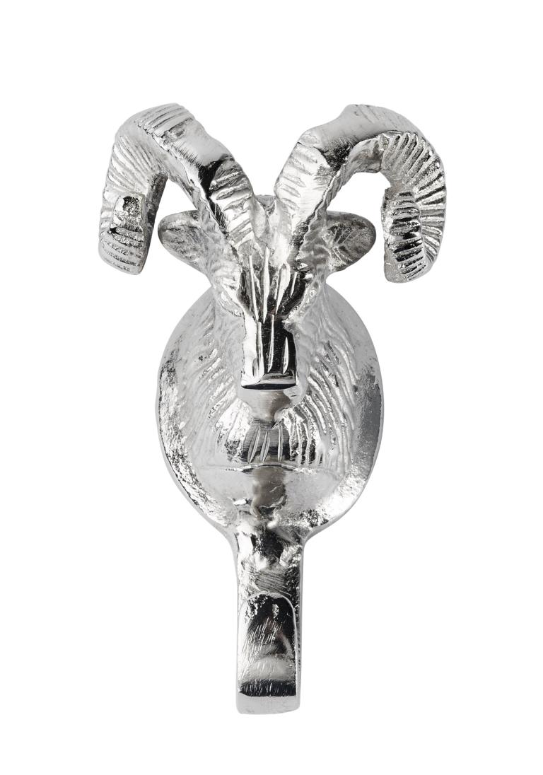 Haken / Wandhaken Widder aus Metall in der Farbe Silber