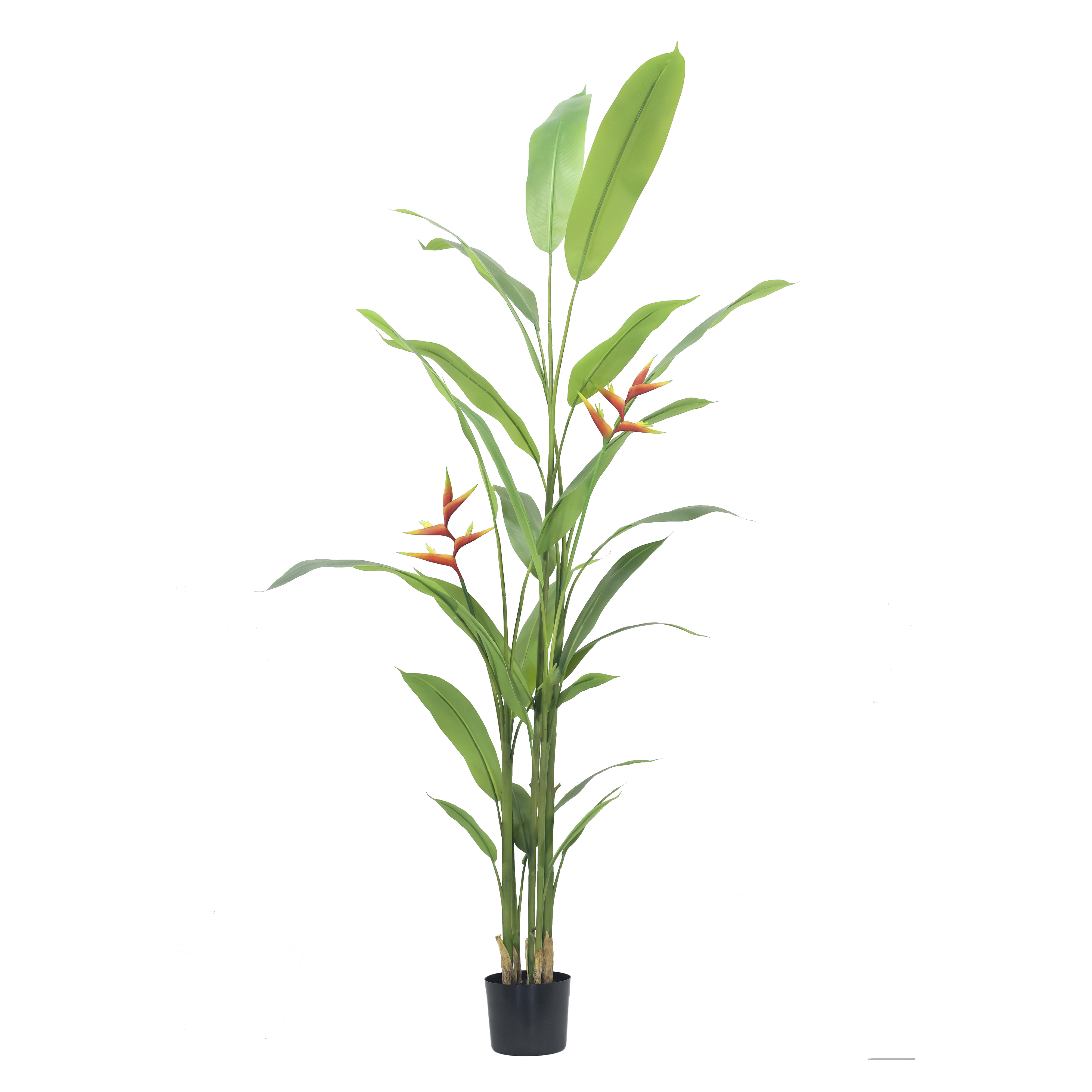 Künstliche Strelitzie Kunstpflanze Grün mit Blüte Paradiesvogelblume