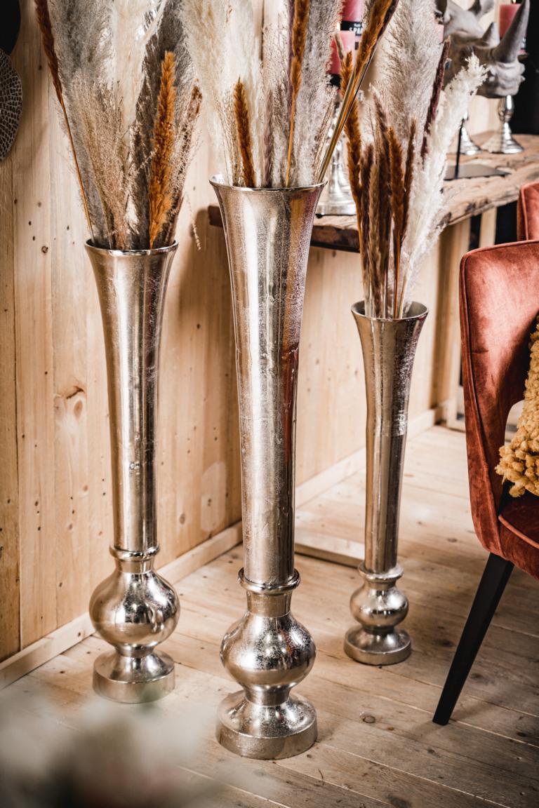 Bodenvase Vase Silber aus Metall