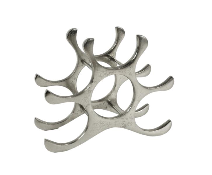 Weinregal für 6 Flaschen aus Aluminium (Metall) in der Farbe Silber