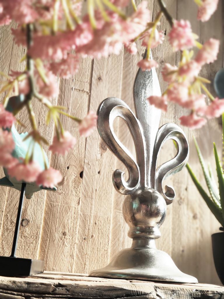 Lilie Silber Deko Aluminium Statue