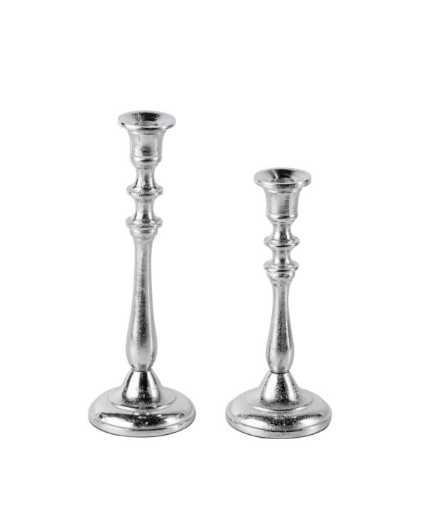 Kerzenständer Silber für Stabkerzen aus Metall 2er Set