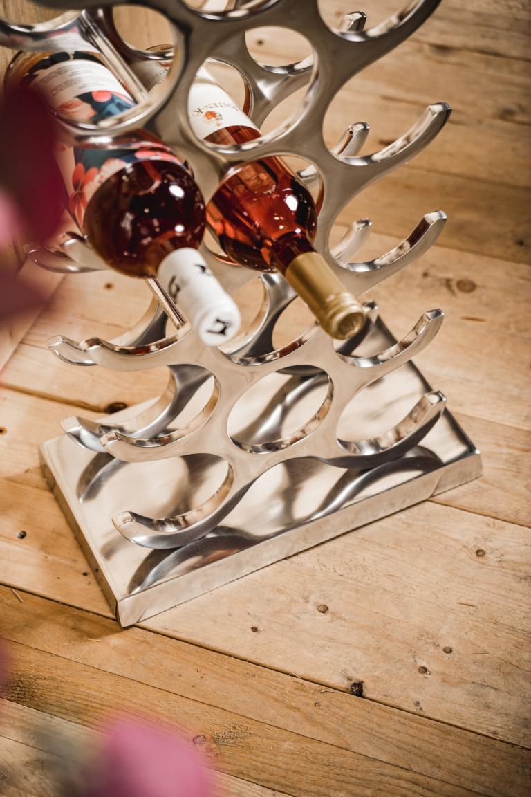 Weinregal Flaschenregal Silber aus Metall Groß