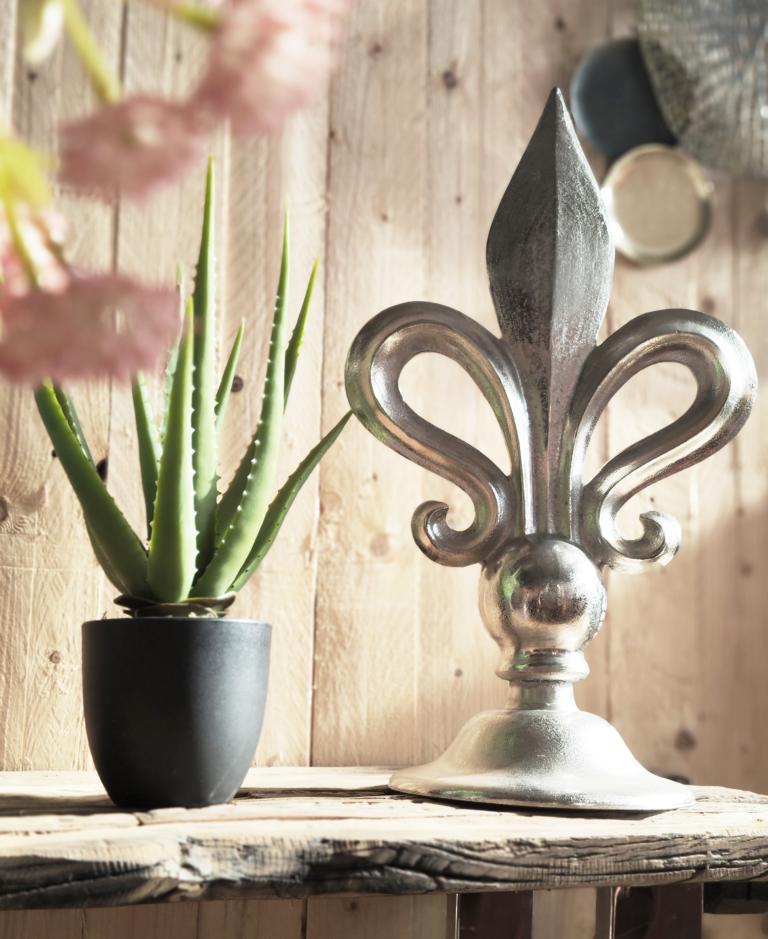 Lilie Silber Deko Aluminium Statue