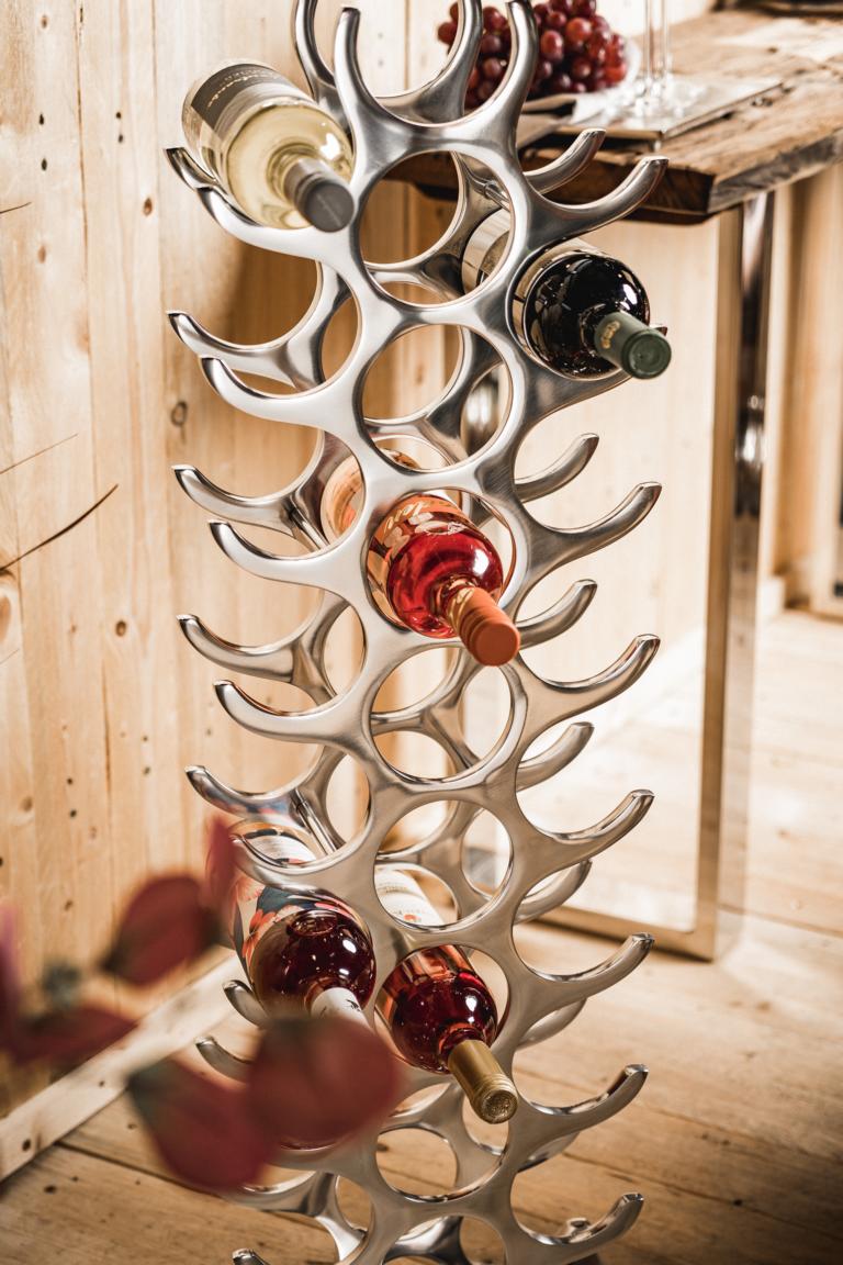 Weinregal Flaschenregal Silber aus Metall Groß