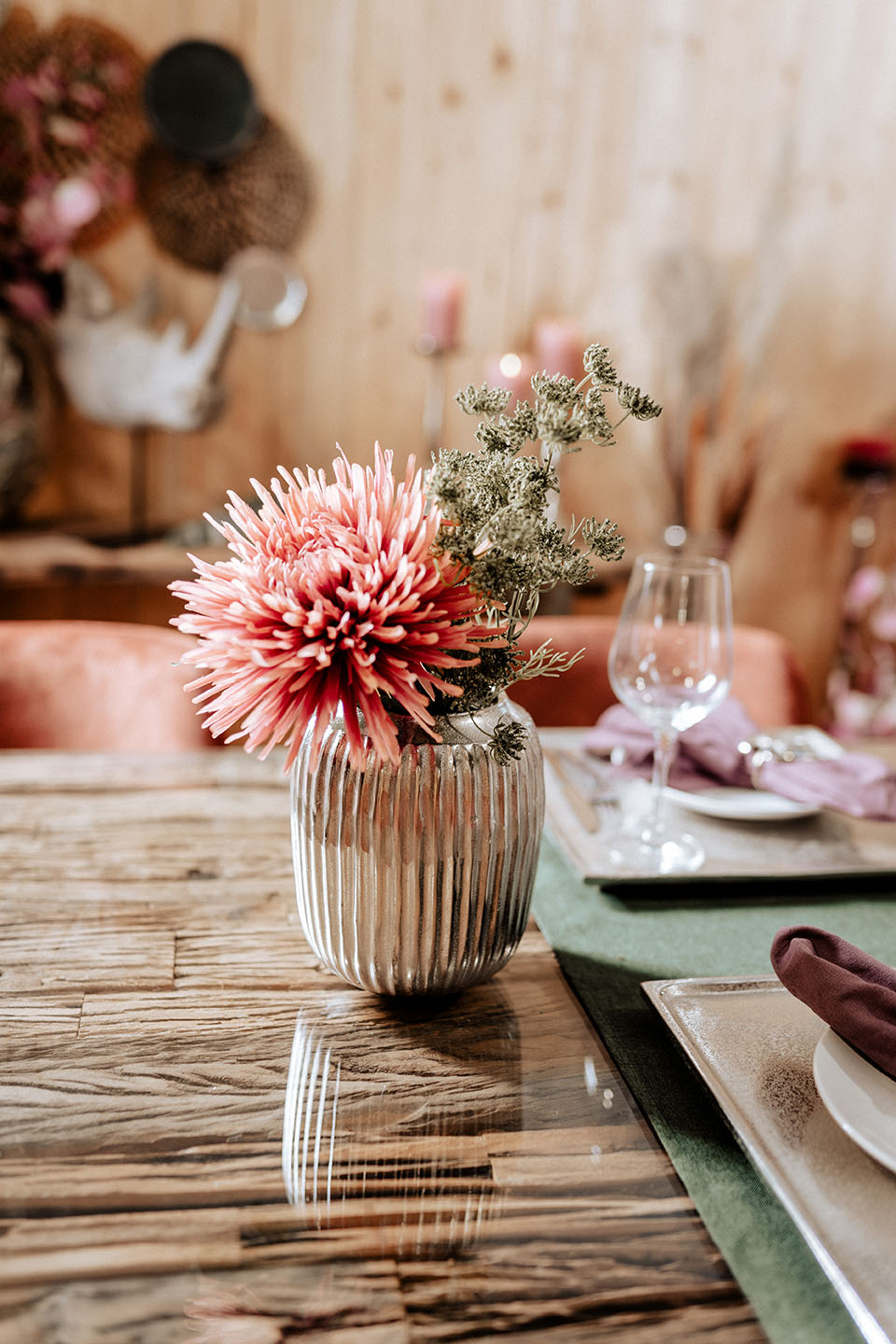 Vase Silber Rund aus Metall