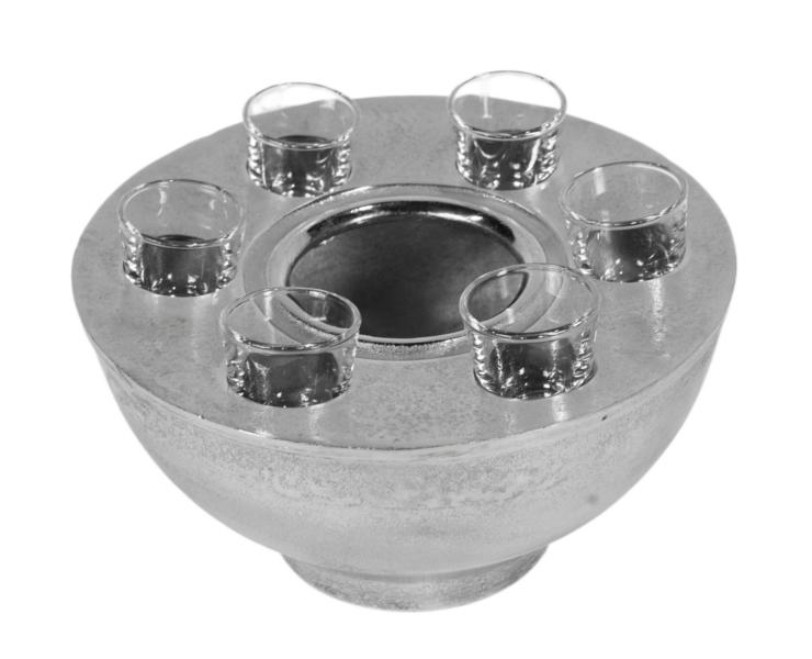 Wodkakühler Flaschenkühler für Wodka Spirituosen Silber aus Aluminium mit Gläsern