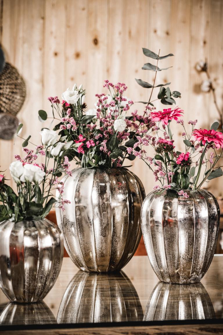 Vase Silber Rund aus Metall