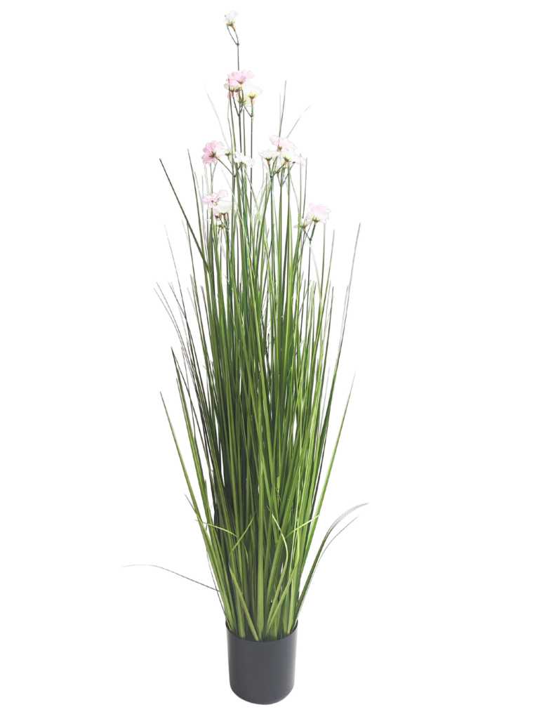 Künstliches Gras mit Blüten Kunstgras Kunstpflanze 108 cm