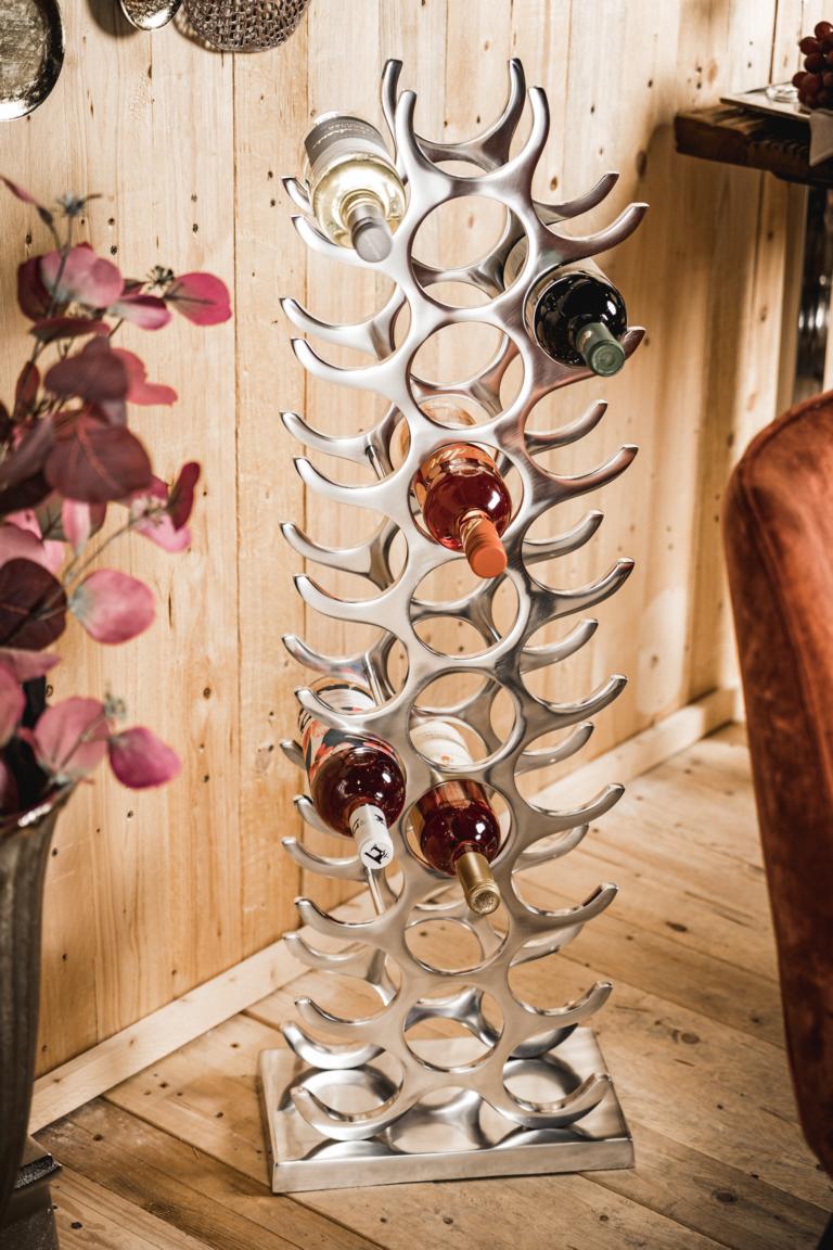 Weinregal Flaschenregal Silber aus Metall Groß