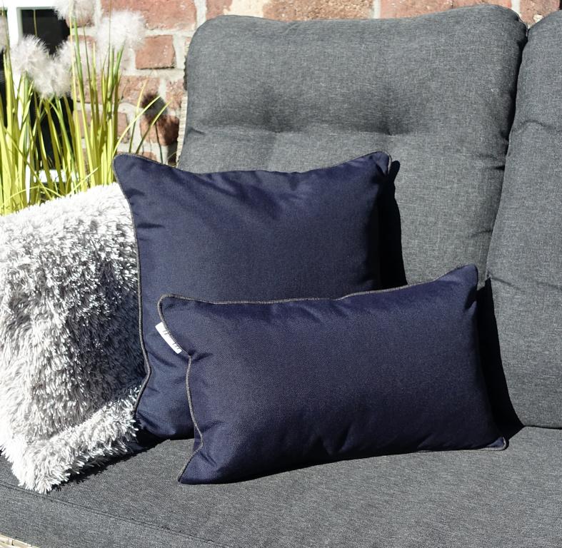 Kissen Outdoor Dunkelblau Anthrazit Premium-Qualität 30x50 cm