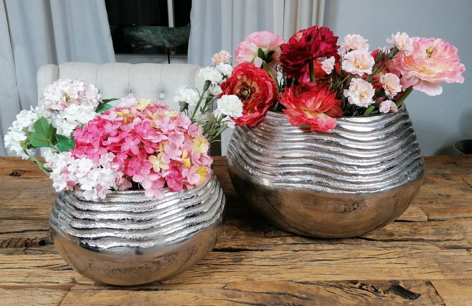 Vase XL Rund Silber 27 cm / 38 cm