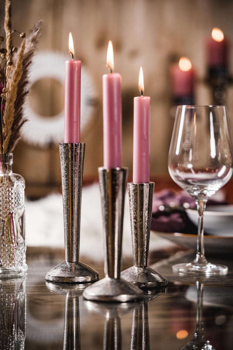 Kerzenständer Silber 2er Set aus Aluminium