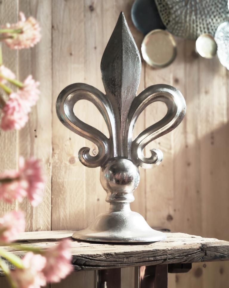 Lilie Silber Deko Aluminium Statue