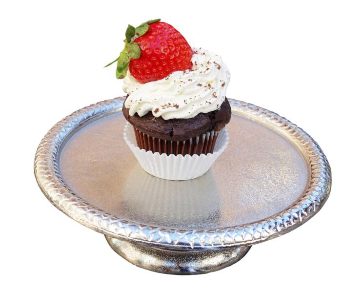 Dekoteller Standfuß Aluminium Silber S 22 cm