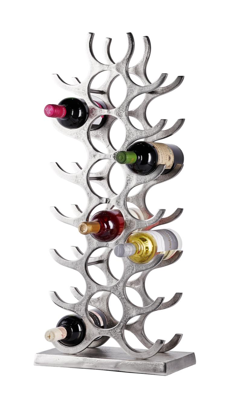 Weinregal Flaschenregal Silber aus Metall für 21 Flaschen