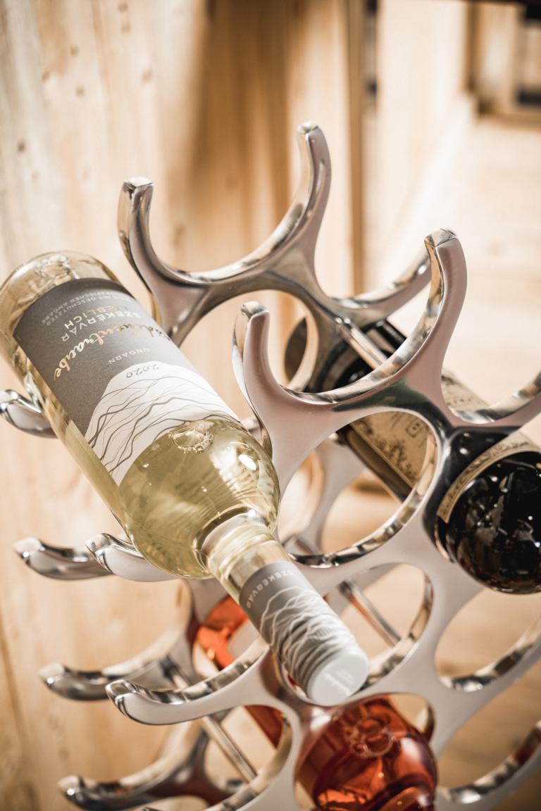 Weinregal Flaschenregal Silber aus Metall Groß