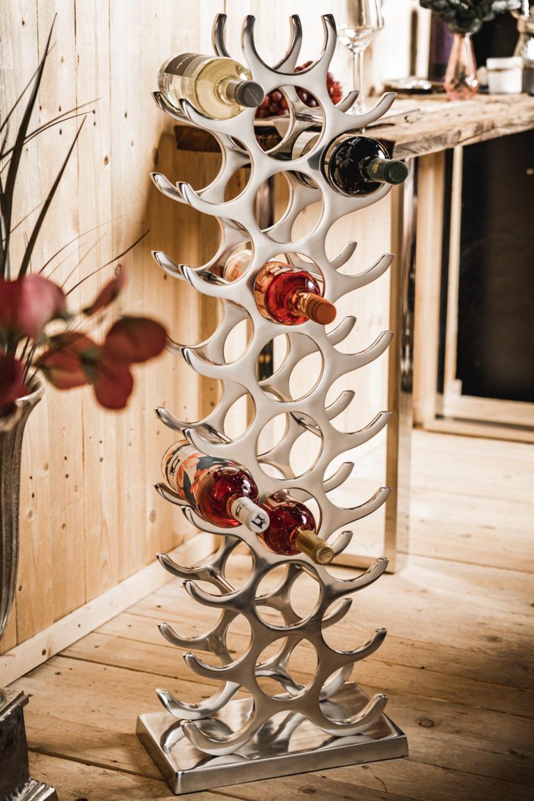 Weinregal Flaschenregal Silber aus Metall Groß
