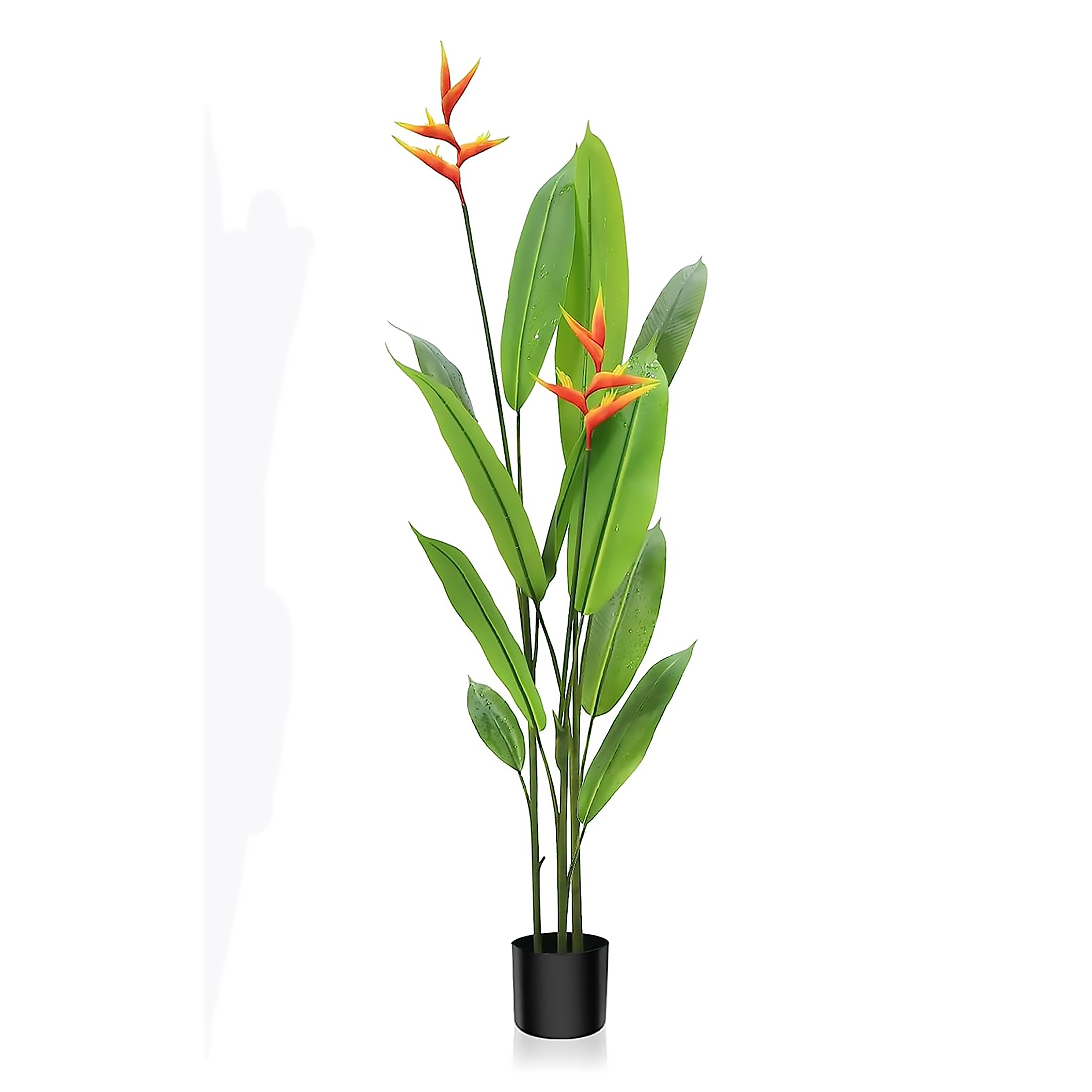 Künstliche Strelitzie Kunstpflanze Grün mit Blüte Paradiesvogelblume