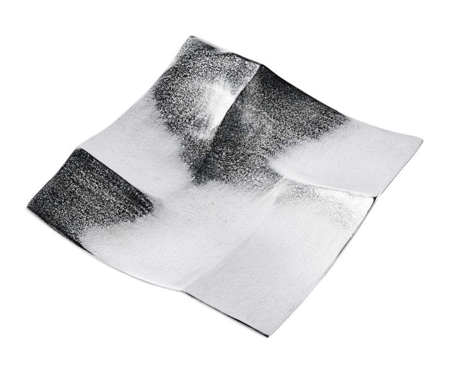 Schale Eckig Geschwungen Silber Metall