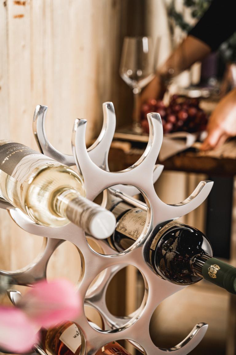 Weinregal Flaschenregal Silber aus Metall Groß