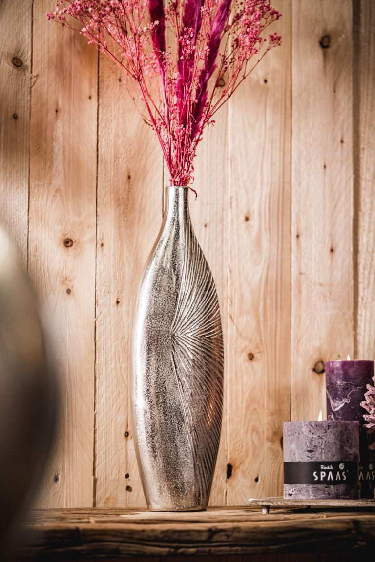 Moderne schmale Vase Silber aus Metall