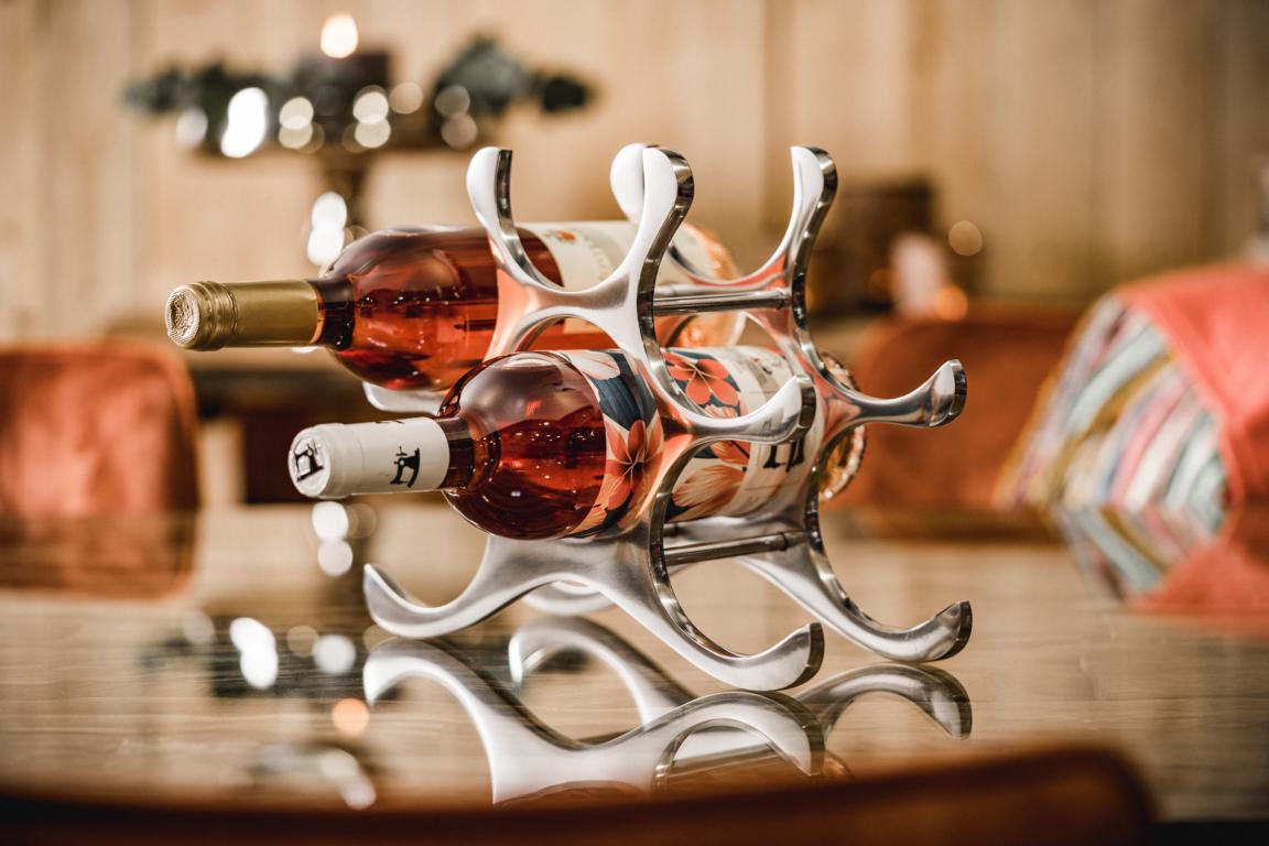 Weinregal Flaschenregal Silber aus Metall 6 Flaschen
