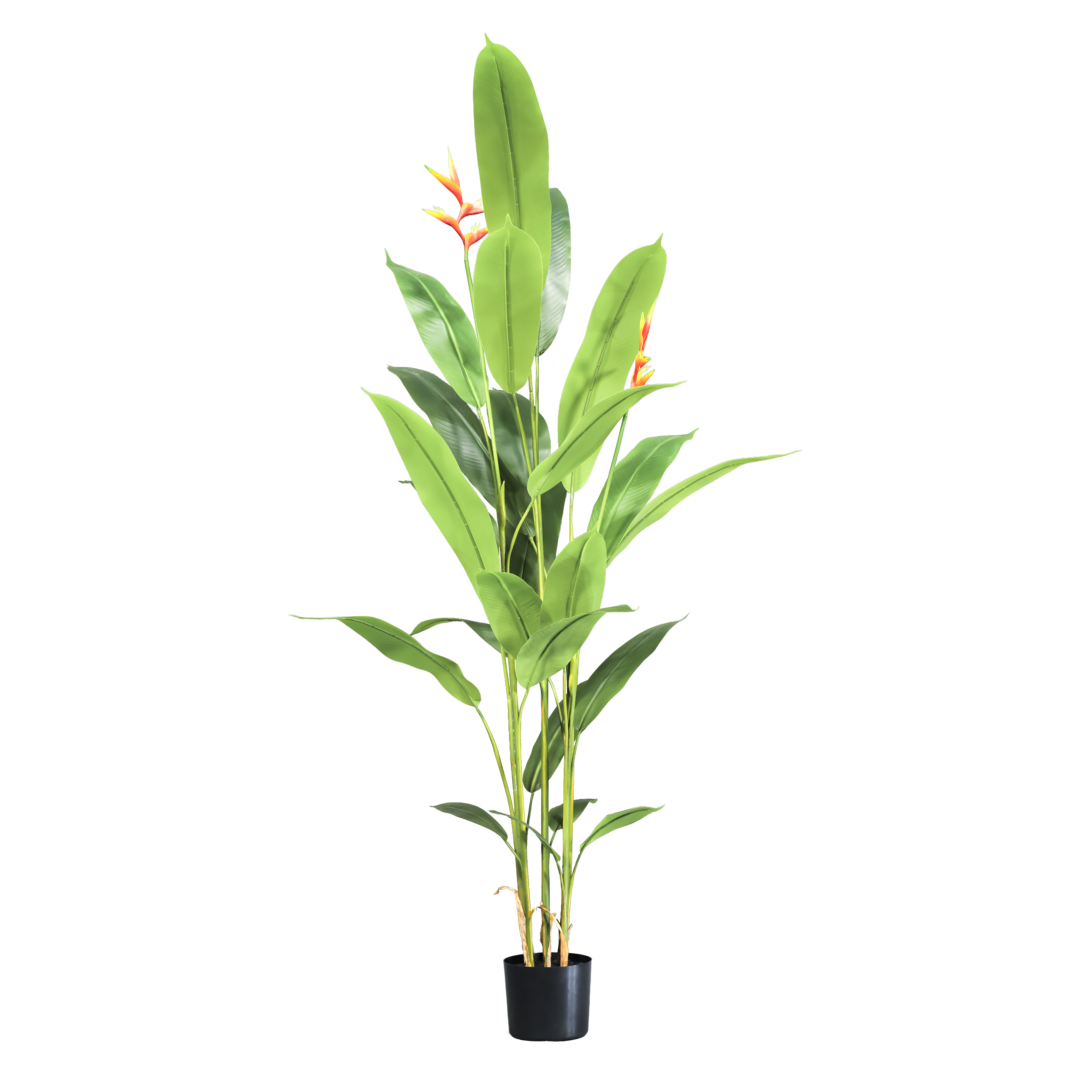 Künstliche Strelitzie Kunstpflanze Grün mit Blüte Paradiesvogelblume